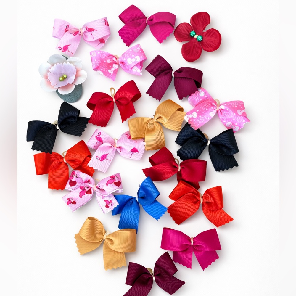 Lot 20 Small Dog Hair Bows Yorkie Grooming Bows Grosgrain
